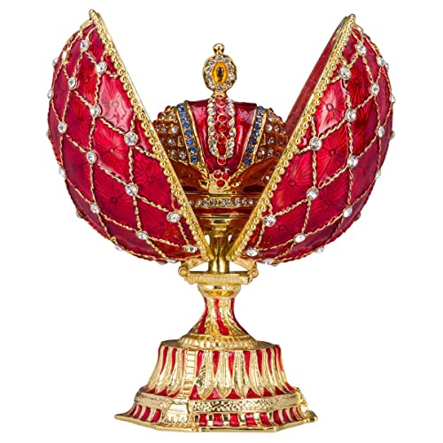 Danila-Souvenirs Fabergé-Stil Ei/Schmuckkästchen mit Kaiserkrone 12 cm rot von danila-souvenirs