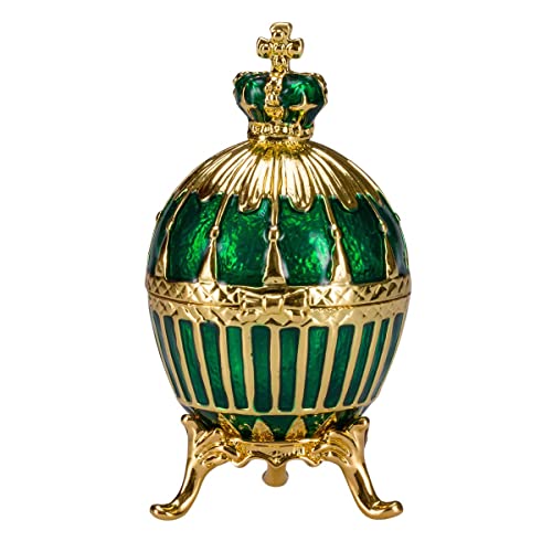 danila-souvenirs Fabergé-Stil Gerippten Ei Schmuckkästchen mit Kaiserkrone 6,5 cm grün von danila-souvenirs