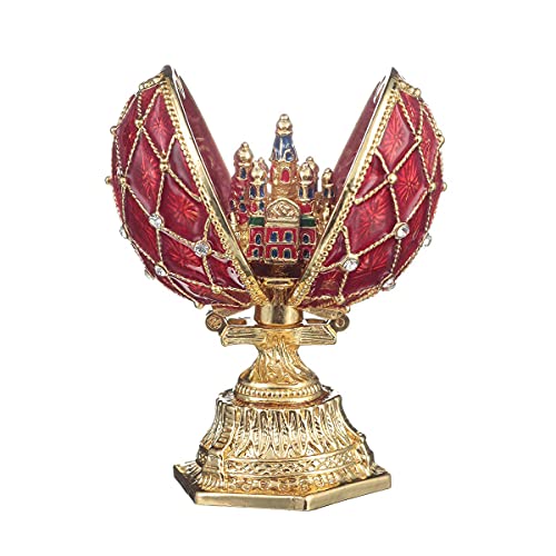 Fabergé-Stil Ei mit Kirche des Erlösers auf Blut 6,5 cm rot von danila-souvenirs
