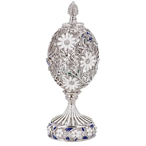 Fabergé-Stil geschnitzt Ei mit Blumen & Schmetterling 16,5 cm silber Farbe von danila-souvenirs