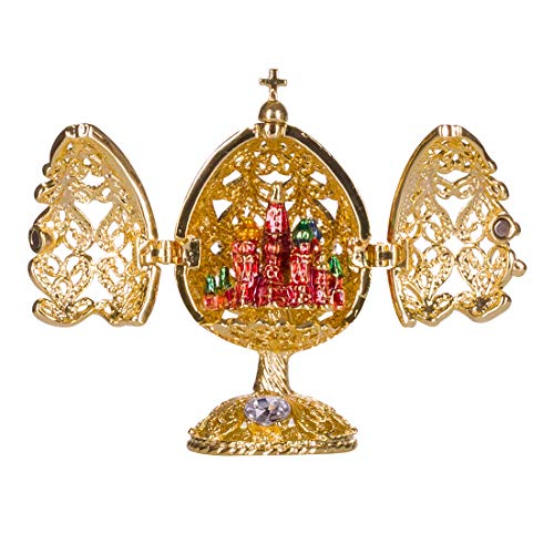 Fabergé-Stil geschnitzt Ei mit Kirche des Erlösers auf Blut 6,5 cm gold Farbe von danila-souvenirs