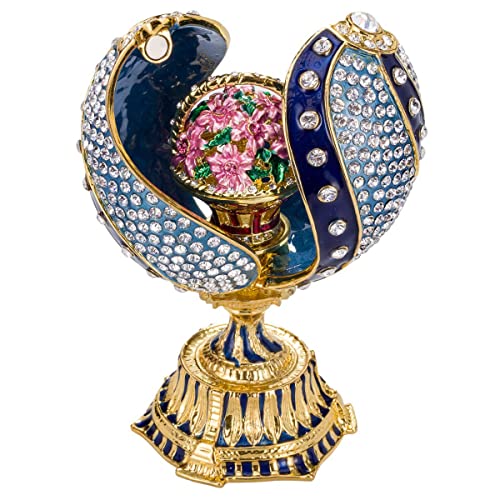 Danila-Souvenirs Fabergé-Stil verdrehtes Ei mit Korb der Blumen 12 cm blau von danila-souvenirs