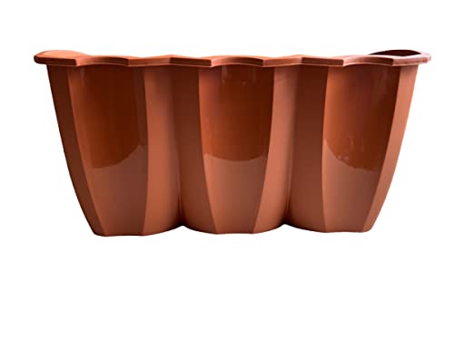 daniplus Blumenkasten für Geländer, LxBxH 39x27,5x20cm, Balkontopf, Geländerkasten (Terrakotta) von daniplus