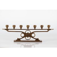 Großer Art Deco 1930Er Jahre 7-Armiger Patinierter Messing Kerzenständer - Höhe 17 cm Länge 53 cm. Hergestellt in Dänemark Den Jahren Großer Art Deco 1930Er Jahre 7-Armiger Patinierter Messing Kerzenständer - Höhe 17 cm Länge 53 cm. Hergestellt in Dänemark Den Jahren von danishhome