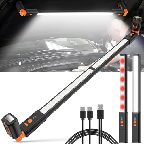 daphomeu Abnehmbar Motorraumleuchte Aluminiumblech, LED Arbeitsleuchte Wiederaufladbar, Helle Motorhaubenleuchte mit magnetischen und Haken, Kabellose Werkstattlampe für Motorhaube Werkstatt Garage von daphomeu