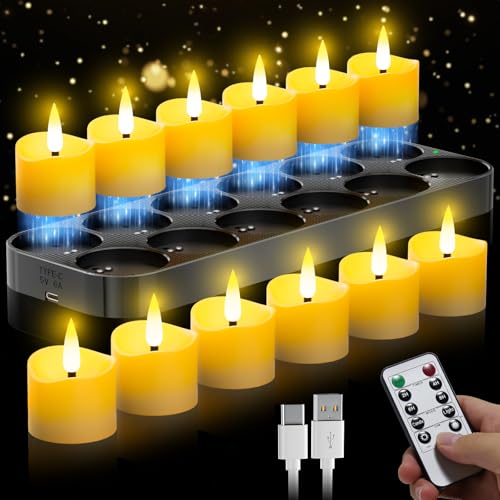 daphomeu Magnetische Wiederaufladbar LED Teelichter 12 Stück, Batteriebetriebene Teelicht mit Ladestation & Timerfunktion und Fernbedienung, Flammenlose LED Kerzen für Weihnachten Halloween Gebet daphomeu Magnetische Wiederaufladbar LED Teelichter 12 Stück, Batteriebetriebene Teelicht mit Ladestation & Timerfunktion und Fernbedienung, Flammenlose LED Kerzen für Weihnachten Halloween Gebet von daphomeu