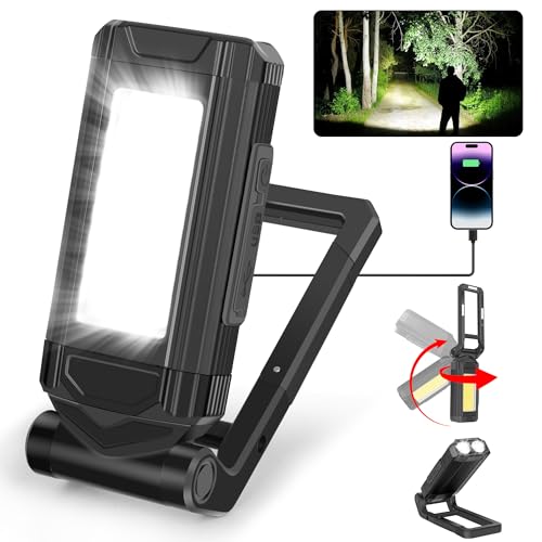 daphomeu Taschenlampe LED Aufladbar, Ultra-Helle Werkstattlampe, Akku-Betrieben Arbeitsleuchte, Schwenkfunktion + Magnetfuß, ideal für Autoreparatur, Werkstatt und Camping Werkzeug Licht (1 Stück) von daphomeu
