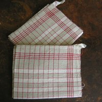Vintage 2 Antike Rein Leinen Handtücher Küchentuch Geschirrtuch Beige Mit Rote Streifen Unbenutzt 73x61cm Frankreich 1940 Geschenkverpackung von darauffreueichmich