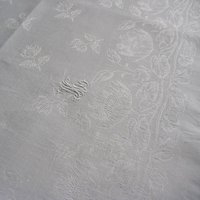 Vintage Antike Jugendstil Leinen Serviette Monogramm "Hg" Seerosen in Verschiedenen Größen Mit Blätter Am Teich Frankreich Um 1900 67x67cm von darauffreueichmich