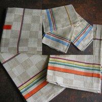 Vintage Antikes 3Er Set Leinen/Baumwolle Jacquard Handtuch Küchentuch Geschirrtuch Mit Streifen Unbenutzt Original Aus Frankreich Um 1930 von darauffreueichmich