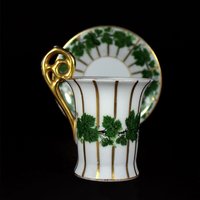 Vintage Antikes Set Aus Mokka Pharisäer Tasse Mit Unterteller Von Mäbendorf Mathes & Ebel 1919 - 1928 Weinlaub Dekor Und Goldverzierung von darauffreueichmich