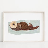 Otter Baby Druck | Seeotter Otterly Love Cute Kinderzimmer Wandkunst Neues Geschenk Illustration Sweet von darcieolleyshop