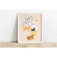 Rosa Katzen Poster | Ragdoll Siam Perser Scottish Fold Kurzhaar Black Ginger Flauschiges Kätzchen Kitty von darcieolleyshop