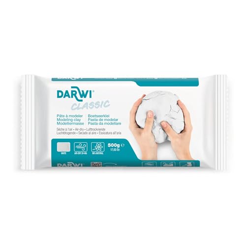 DARWI Lufttrocknende Modelliermasse ''Classic'' 500g Packet - Farbton: Weiß von DARWI