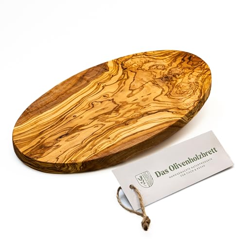 DAS OLIVENHOLZBRETT® / Brotzeitbreit Olivenholz oval/Frühstücksbrett aus Holz oval/Schneidebrett aus Olivenholz/Vesperbrett aus Olivenholz / 25 cm von das Olivenholzbrett