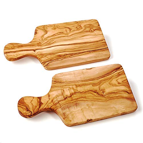 DAS OLIVENHOLZBRETT® 2er Set Schneidebrett mit Griff (ca. 25cm lang) von das Olivenholzbrett