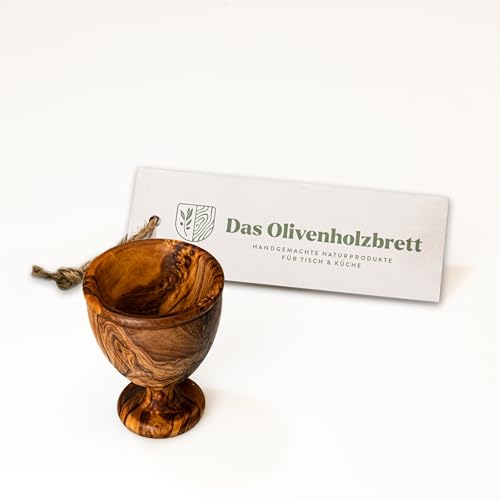 DAS OLIVENHOLZBRETT® Eierbecher aus Olivenholz/klassisch/handgefertigt und handgedreht / 8cm hoch von das Olivenholzbrett