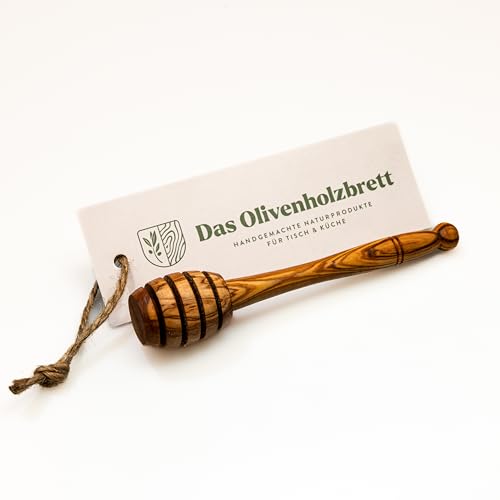 DAS OLIVENHOLZBRETT® Honiglöffel aus Olivenholz, Honigheber Honigspirale Dosierer von Honig & Sirup, 14cm von das Olivenholzbrett