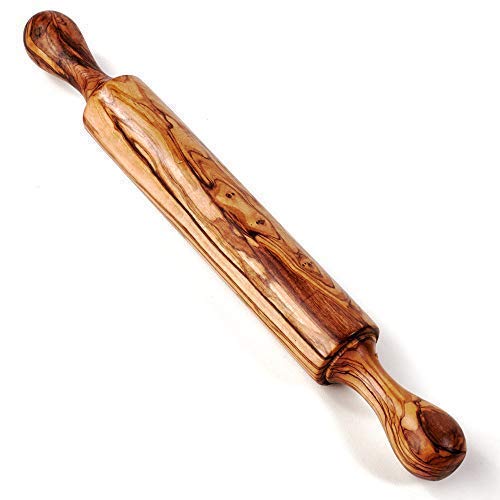 DAS OLIVENHOLZBRETT® Nudelholz, Ausroller, Teigroller, Nudelwalker, Teigroller, Pastaroller 40cm von das Olivenholzbrett