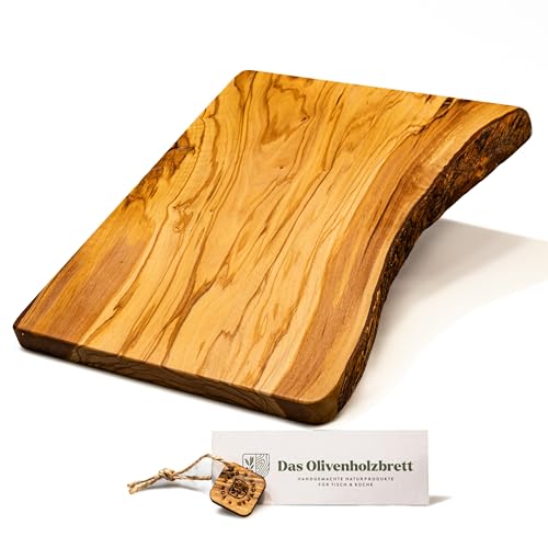 DAS OLIVENHOLZBRETT® Schneidebrett rustikal 35cm x25cm x2,5cm von das Olivenholzbrett