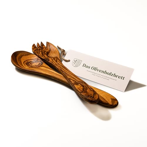 das Olivenholzbrett® Salatbesteck aus Olivenholz/Holzsalatbesteck, Servierbesteck aus Holz/Servierlöffel/Olivenholzbesteck /25cm von das Olivenholzbrett