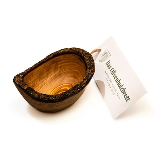 das Olivenholzbrett® Mini Dipschälchen, aus Olivenholz/Schälchen aus Olivenholz/Holzschälchen Naturschnitt und so weit möglich mit naturbelassenem Rand, oval 8cm von das Olivenholzbrett