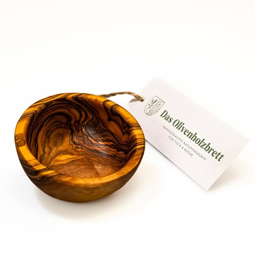 das Olivenholzbrett® Mini Schälchen für Dips aus Olivenholz/Minischälchen/Dipschale/Saucenschale/Schale für Soßen/Beilagenschälchen 8cm ⌀ von das Olivenholzbrett