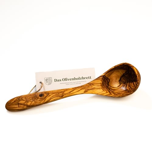 das Olivenholzbrett® Schöpflöffel aus Olivenholz/handgefertigter Schöpflöffel aus Holz/Suppenkelle aus Olivenholz/Schöpfkellen aus Holz/Länge ca. 30 cm Breite: ca. 8 cm von das Olivenholzbrett