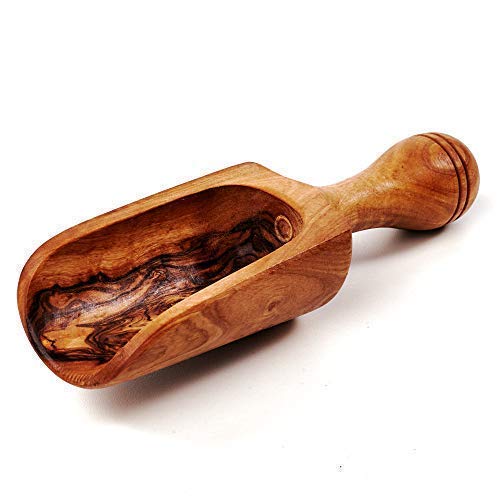 das Olivenholzbrett® Dosierlöffel Holz, Mehlschaufel, Gewürzschaufel Olivenholz, 8 cm von das Olivenholzbrett