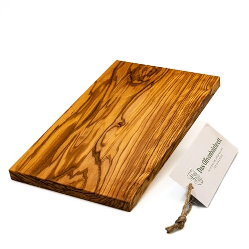 DAS OLIVENHOLZBRETT® / Olivenholz Schneidebrett rechteckig/Frühstücksbrett aus Holz/Brotzeit-Frühstücksbrettchen rechteckig/Vesperbrett, Jausenbrett aus Olivenholz / 25cm x 15 x 1,5cm von das Olivenholzbrett