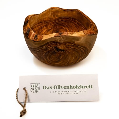 das Olivenholzbrett® Knabberschale aus Olivenholz rund, Holzschale im Naturschnitt, Brotschale aus Holz, Obstschale, 12cm von das Olivenholzbrett