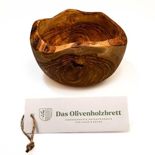 das Olivenholzbrett® Schale aus Olivenholz/Dekoschale oder Servierschale aus Holz/auffällig gemaserte Deko Schale, Knabberschale, Müslischale/Holzschale im Naturschnitt /12cm von das Olivenholzbrett