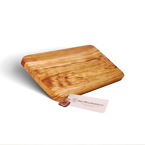 DAS OLIVENHOLZBRETT® Schneidebrett, Servierbrett, Allzweck Küchenbrett mit abgerundete Ecken 40cm x20cm x2,5cm von das Olivenholzbrett