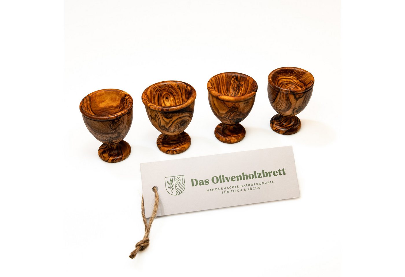 dasOlivenholzbrett Eierbecher 4er Set Eierbecher aus Olivenholz, klassisch von dasOlivenholzbrett