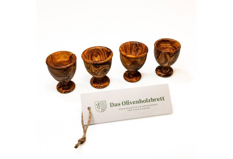 dasOlivenholzbrett Eierbecher 4er Set Eierbecher aus Olivenholz, klassisch von dasOlivenholzbrett