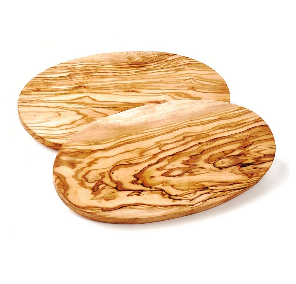 dasOlivenholzbrett Frühstücksbrett 2er Set Frühstücksbrett aus Olivenholz, oval, Olivenholz, (2-St) von dasOlivenholzbrett