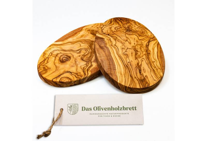 dasOlivenholzbrett Frühstücksbrett 2er Set Frühstücksbrett aus Olivenholz, oval von dasOlivenholzbrett
