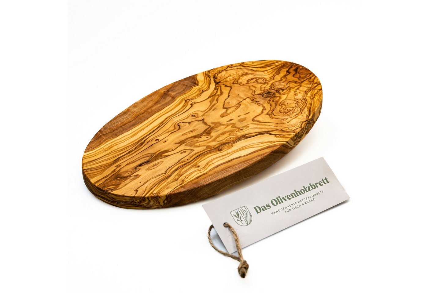 dasOlivenholzbrett Frühstücksbrett Frühstücksbrett aus Olivenholz, oval, Olivenholz, (1-St) von dasOlivenholzbrett