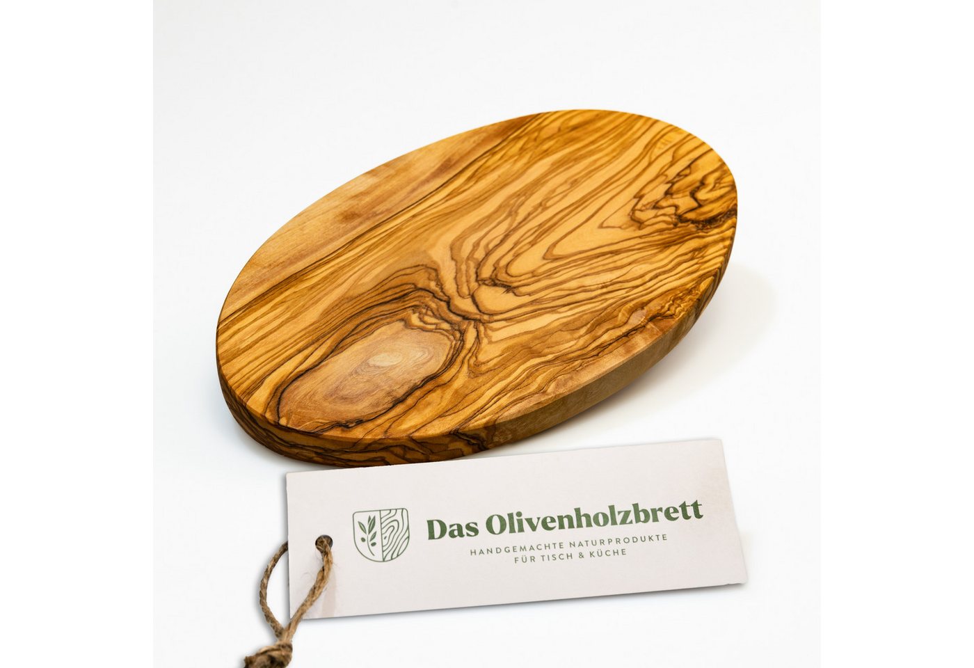 dasOlivenholzbrett Frühstücksbrett Frühstücksbrett aus Olivenholz, oval, Holz, (1-St) von dasOlivenholzbrett