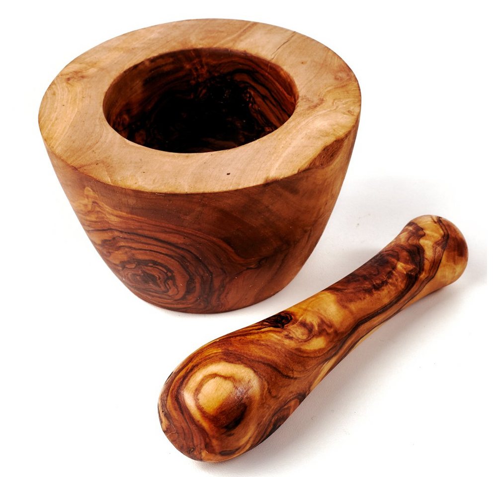 dasOlivenholzbrett Mörser Mörser und Stößel aus Olivenholz, glatter Rand, (1-tlg) von dasOlivenholzbrett