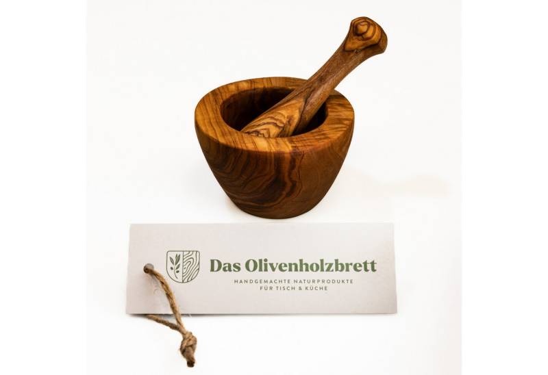 dasOlivenholzbrett Mörser Mörser und Stößel aus Olivenholz, glatter Rand dasOlivenholzbrett Mörser Mörser und Stößel aus Olivenholz, glatter Rand von dasOlivenholzbrett