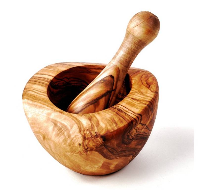 dasOlivenholzbrett Mörser Mörser und Stößel aus Olivenholz, halbrund dasOlivenholzbrett Mörser Mörser und Stößel aus Olivenholz, halbrund von dasOlivenholzbrett