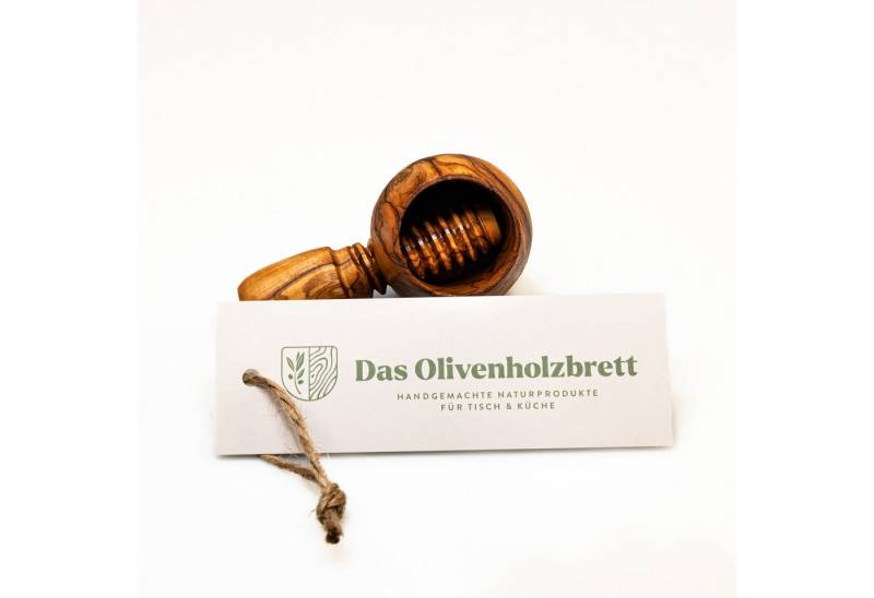 dasOlivenholzbrett Nussknacker Nussknacker aus Olivenholz mit Schraubgewinde, runde Form von dasOlivenholzbrett