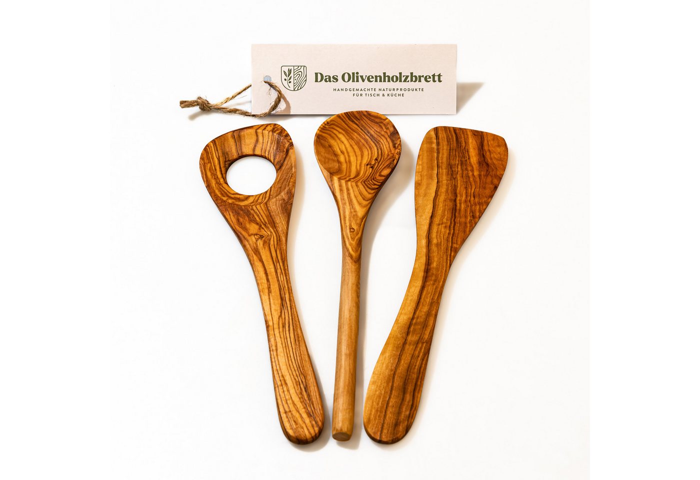 dasOlivenholzbrett Pfannenwender 3er Set Pfannenwender, Kochlöffel, Risottolöffel aus Olivenholz dasOlivenholzbrett Pfannenwender 3er Set Pfannenwender, Kochlöffel, Risottolöffel aus Olivenholz von dasOlivenholzbrett