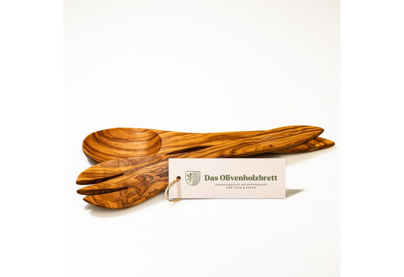 dasOlivenholzbrett Salatbesteck Salatbesteck aus Olivenholz, moderne Form von dasOlivenholzbrett