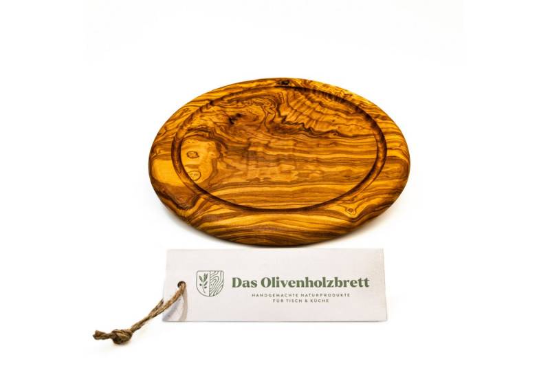 dasOlivenholzbrett Schneidebrett Rundes Schneidebrett aus Olivenholz mit Saftrille von dasOlivenholzbrett