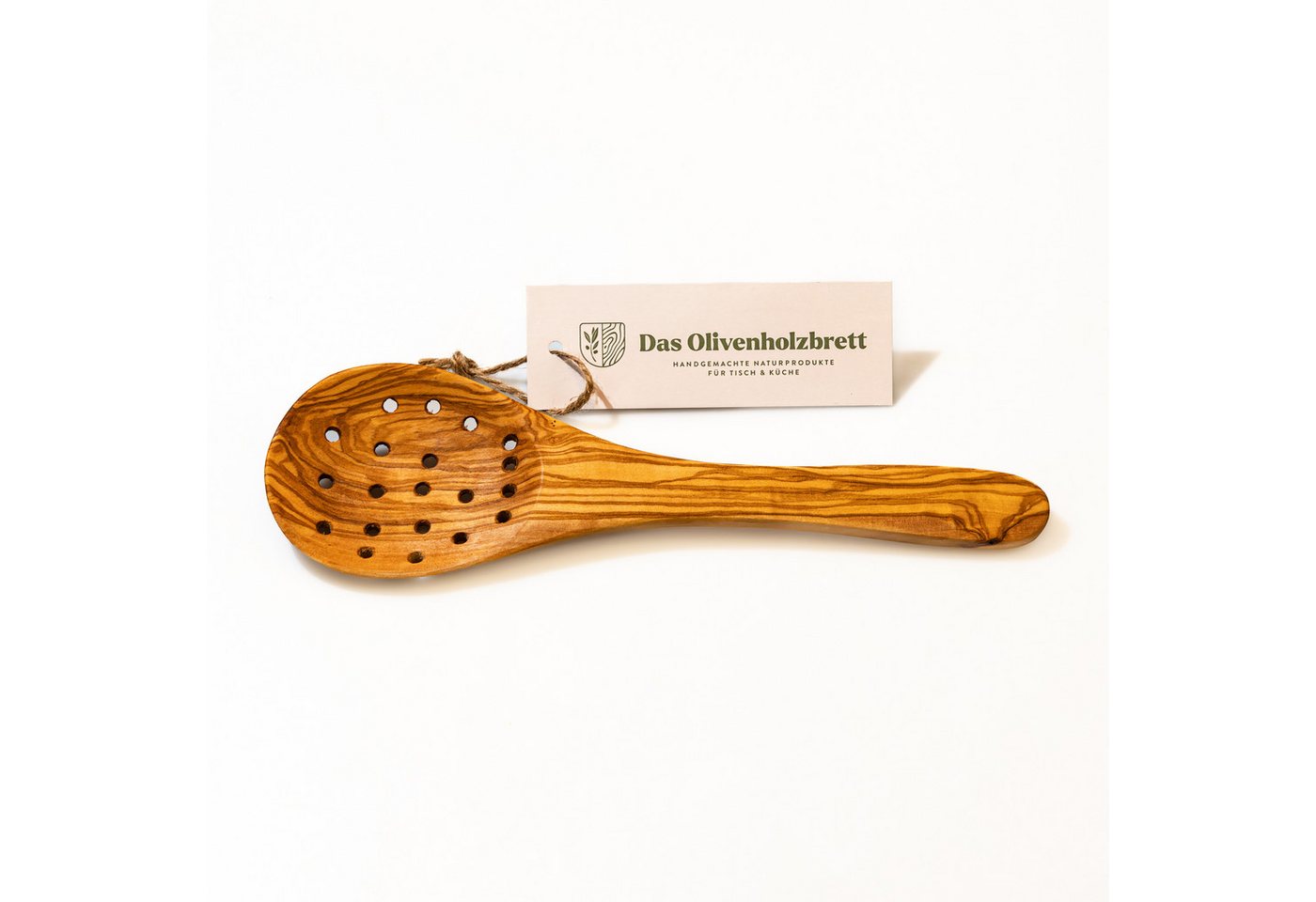 dasOlivenholzbrett Seihlöffel Kochlöffel, Abseiher aus Olivenholz von dasOlivenholzbrett