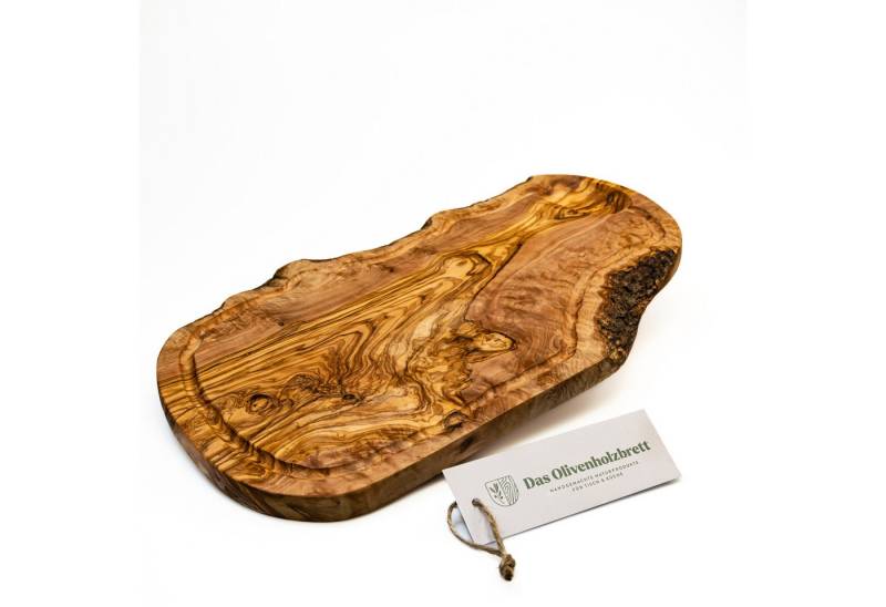 dasOlivenholzbrett Servierbrett Servierbrett aus Olivenholz im Naturschitt, mit Saftrille von dasOlivenholzbrett