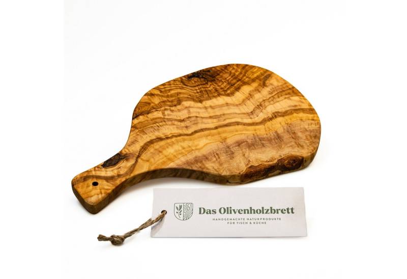 dasOlivenholzbrett Servierbrett Servierbrett aus Olivenholz im Naturschnitt, mit Griff von dasOlivenholzbrett