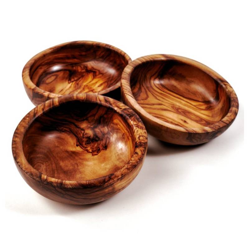 dasOlivenholzbrett Servierschale 3er Set Müslischale aus Olivenholz, Olivenholz, (3-tlg) von dasOlivenholzbrett